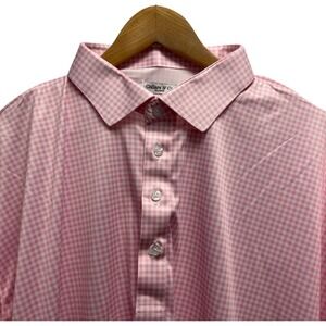 Collars & Co Mens Sz 3XL Dress Collar Pink/White Check Performance Golf Polo euc